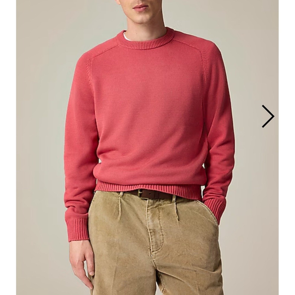 J. Crew Heritage Cotton Crewneck Sweater Men's Large Vintage Barn Coral Academia